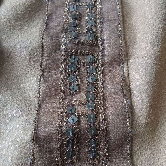 Very Vera Copper Brown Faux Suede Embellished Lightweight Jacket Women's Large - Picture 7 of 12